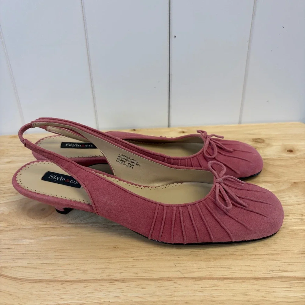 Style & Co Debbie Slingback Suede Kitten Heels Women Size 9.5 Coquette Romantic